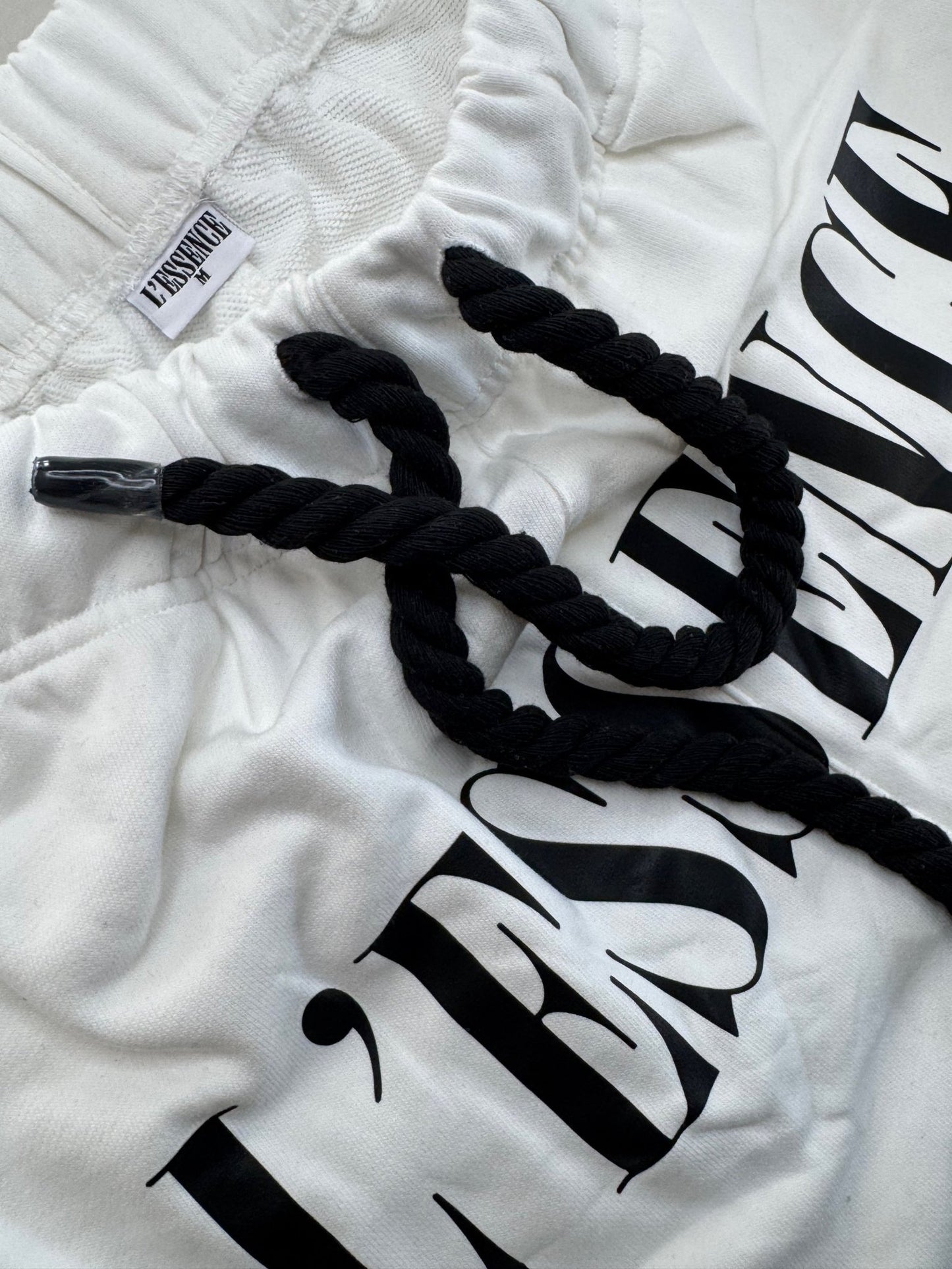 L'ESSENCE Customized White Shorts With Thick Drawstrings. - L'ESSENCE