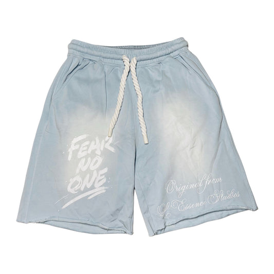 L'ESSENCE Customized Light Blue Washed Shorts With Thick Drawstrings. - L'ESSENCE