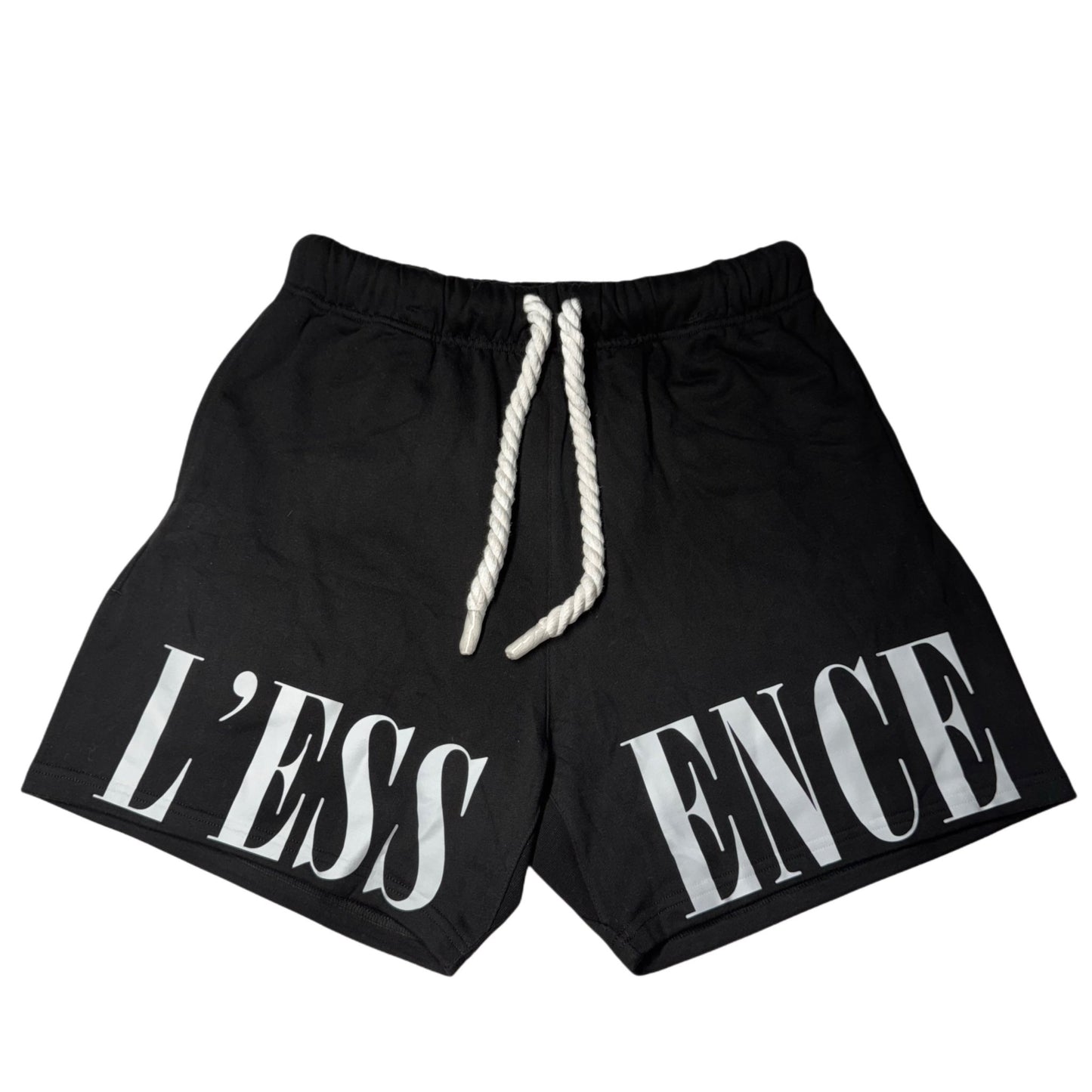 L'ESSENCE Customized Black Shorts With Thick Drawstrings. - L'ESSENCEL'ESSENCE Customized Black Shorts With Thick Drawstrings.