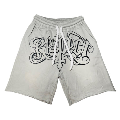 L'ESSENCE Custom Washed Grey Shorts With Thick Drawstrings. - L'ESSENCE