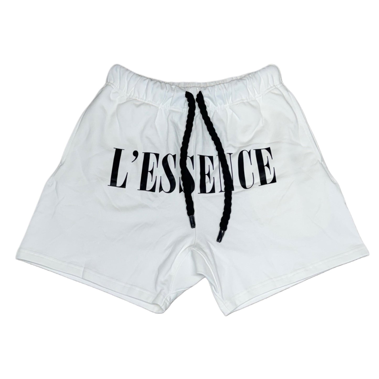 L'ESSENCE Customized White Shorts With Thick Drawstrings. - L'ESSENCEL'ESSENCE Customized White Shorts With Thick Drawstrings.